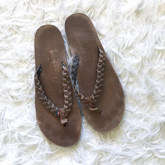 Rainbow | Shoes | Rainbow Brown Braided Twisted Flip Flop Sandals | Poshmark